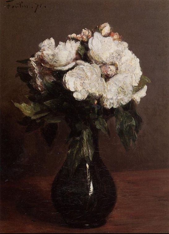 Henri Fantin-Latour White Roses in a Green Vase